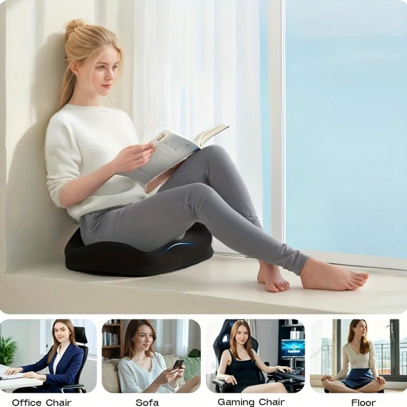 Ergonomic Seat Cushion, Chair Cushion, Three-Zone Memory Foam Support,Soft and Comfortable Structured Base Removable Summer Gift