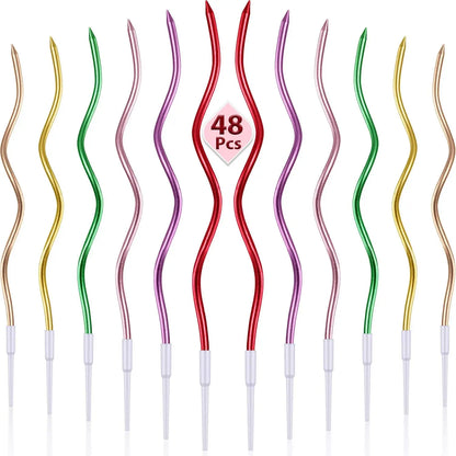 6/12/48pcs Birthday Candles Spiral Cake Candles  Long Thin Cake Candles For Wedding Party And Cake Decoration