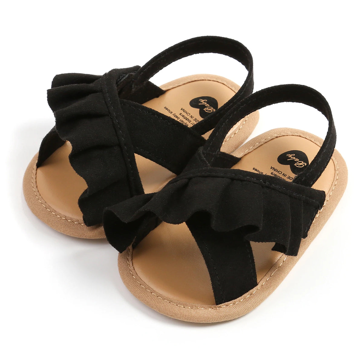 Citgeett Summer Infant Baby Girl Sandals Cute Ruffle Flats Non-Slip Soft Sole First Walkers