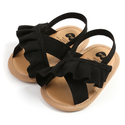 Citgeett Summer Infant Baby Girl Sandals Cute Ruffle Flats Non-Slip Soft Sole First Walkers