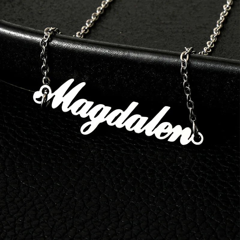 Custom Different Font Name Pendant Necklace for Woman Girls Stainless Steel Nameplate Personalized Choker Necklaces Jewelry Gift