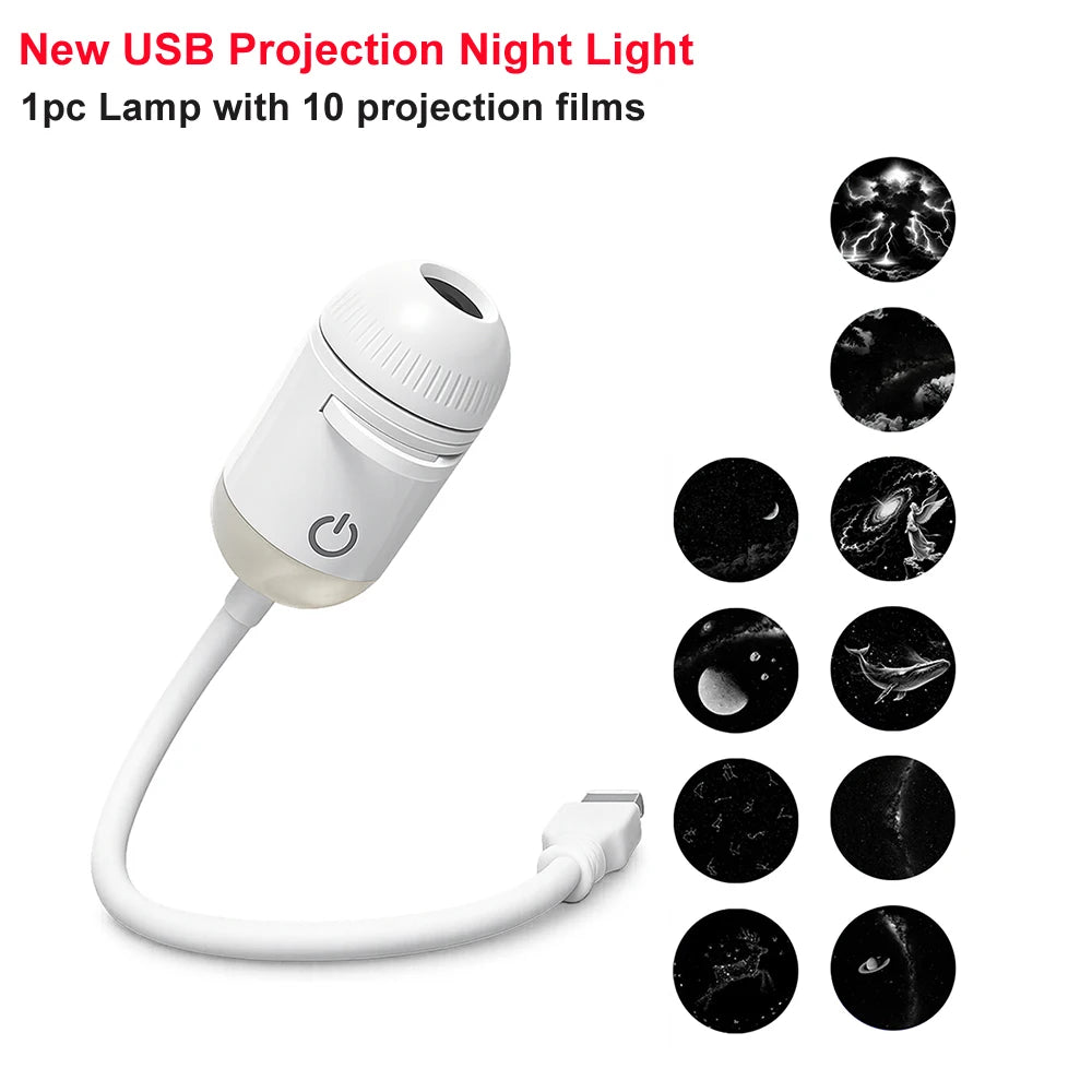 Romantic LED Starry Sky Night Light USB Powered Saturn Galaxy Projector Lamp for Car Roof Party Room Ceiling Decor Plug and Play