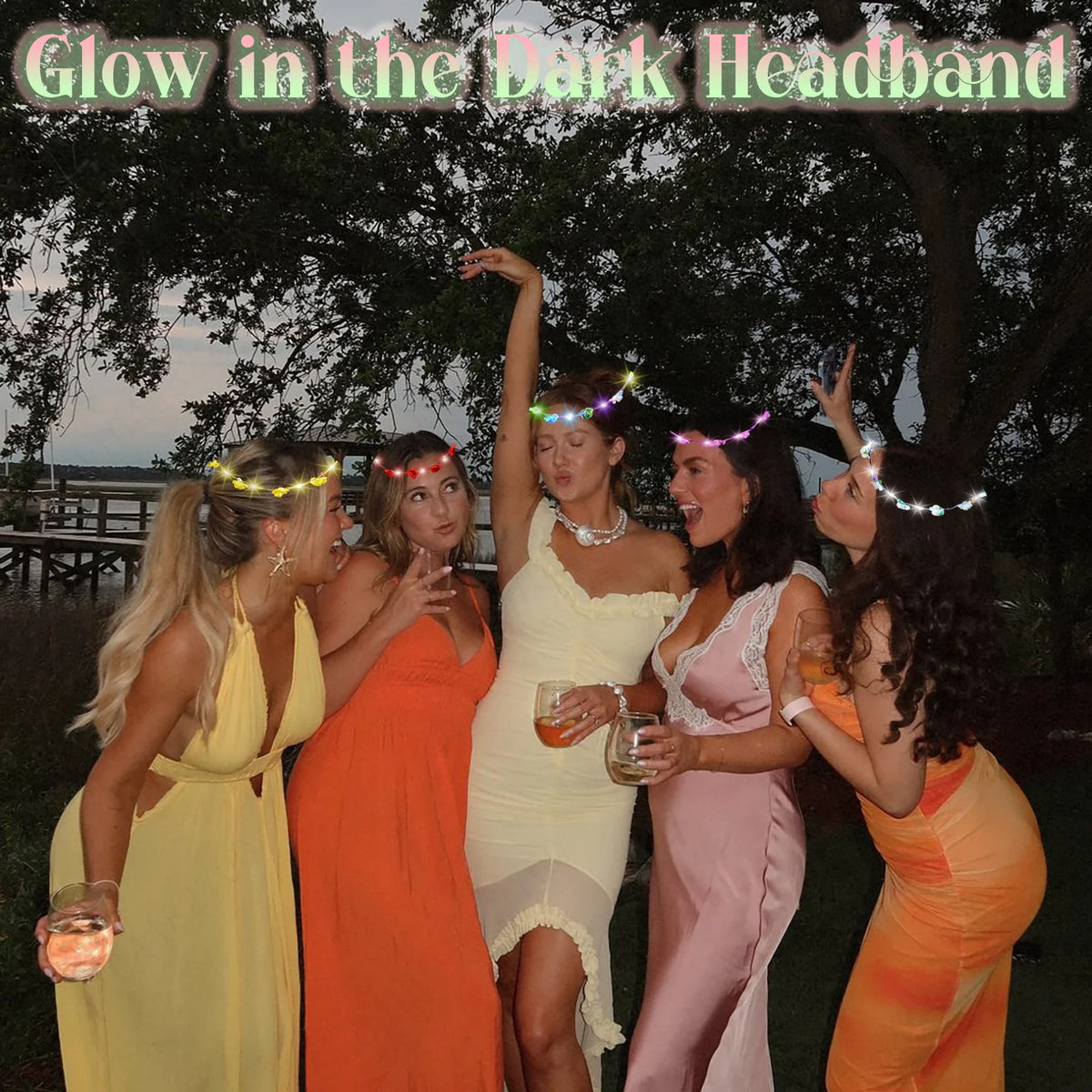 10-100Pcs LED Flower Headbands Light up Flower Headband Glow in the Dark Headband Wedding Party Music Festival Favors for Guest
