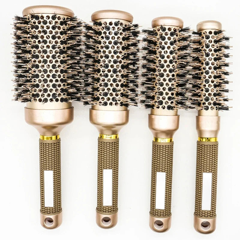 Round Ionic Hair Brush for Blow Dry Women Boar Bristles Hair Comb Ceramic Hairbrush Styling Tools For Drying Curly Hair Straight