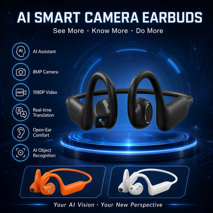 2026 Smart Camera Earphone 8MP Photo Video Voice Recording WiFi File Transfer Bluetooth Call AI Translator Wearable Headset
