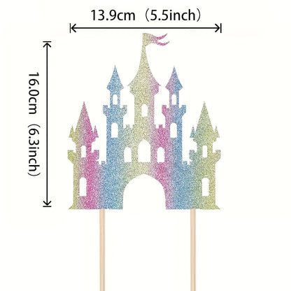 Castle Happy Birthday Cake Topper Flags Princess Rainbow Cupcake Topper Baby Shower Wedding Decoration Baking DIY Party Supplies