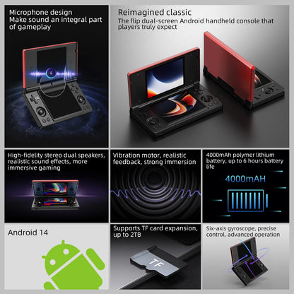 Anbernic RG DS Dual 4.0” IPS Screen Video Game Console Android 14 Support Dual Application On Split Screens & Hall-Switch Chip