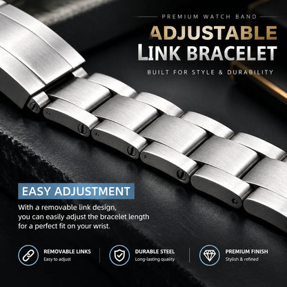 20mm 21mm For Rolex SUBMARINER DAYTONA SUP GMT Fit NH35 NH36 Curved End Interface Men's Oyster Solid Stainless Steel Watchband