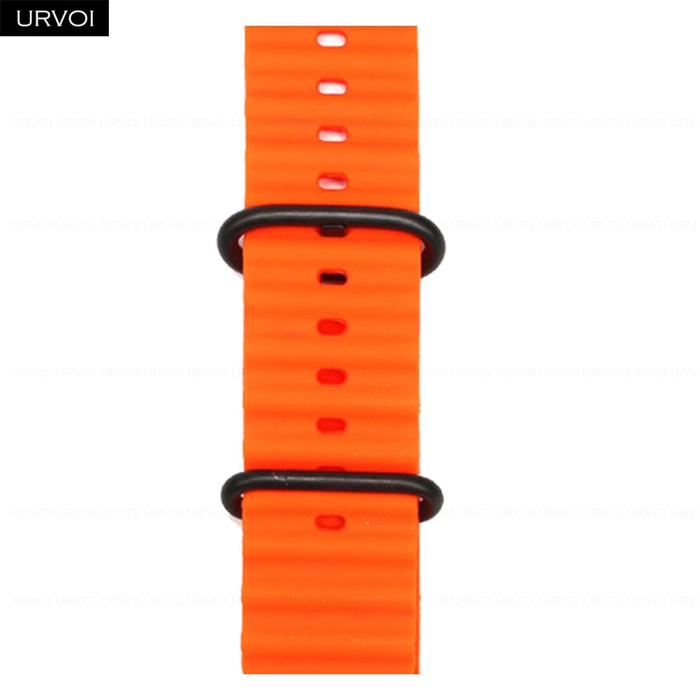 URVOI Ocean Band for Apple Watch Ultra 4 3 2 Strap Series 12 11 10 SE Sport Band for iWatch Silicone Wristband Black Buckle 49mm