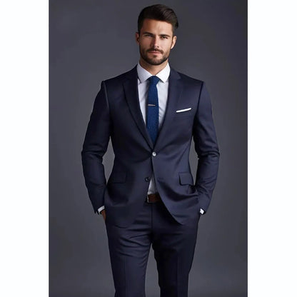 Men's Suit Set 2 Piece Stylish Blazer Pants Business Casual Groom Wedding Party Tuxedo Elegant Formal Slim Fit Male Suit