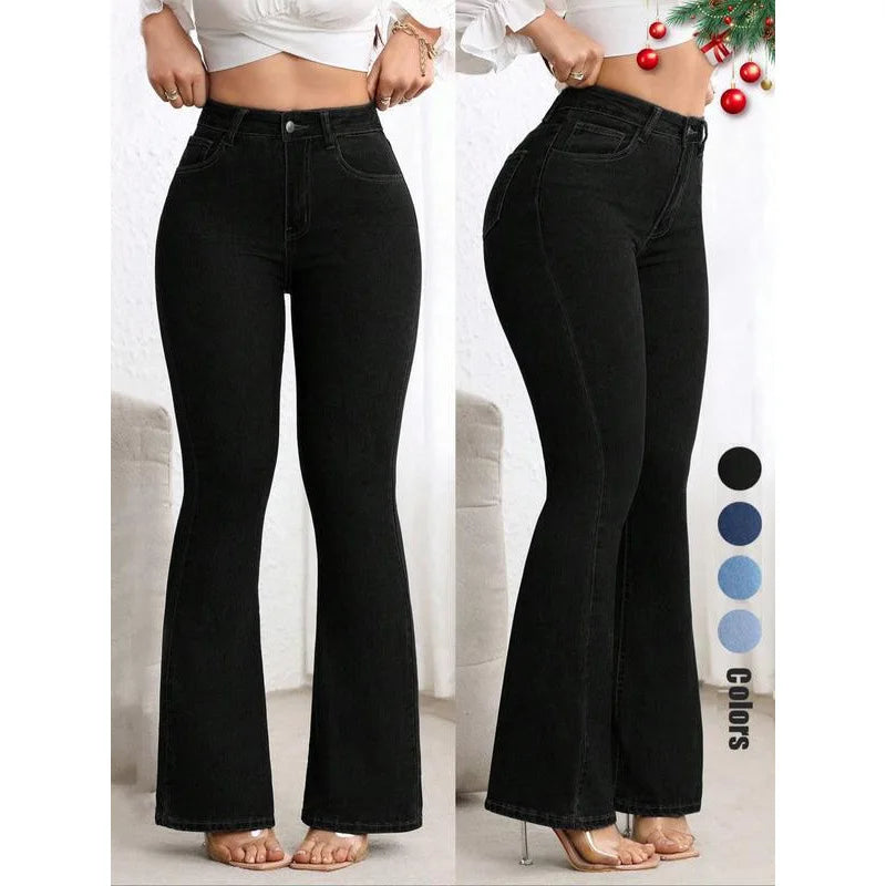 High Waist Flare Jeans Women Stretchy Slim Bootcut Pants Push Up Tummy Control Denim Jeggings Spring Summer