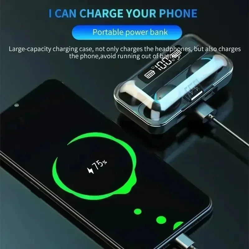 Wireless Earphones with Charging Box, Waterproof Headphone, 9D Stereo, Sports Earbuds, Headsets with Microphone, Bluetooth