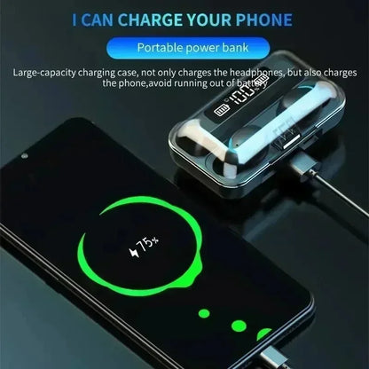 Wireless Earphones with Charging Box, Waterproof Headphone, 9D Stereo, Sports Earbuds, Headsets with Microphone, Bluetooth