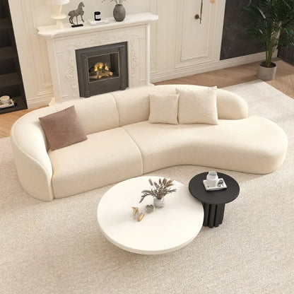 for Nordic Fabric Sofa Living Room Home Light Luxury Curved Large Sofa White Beauty Salon Hotel Lounge Sofa Chair