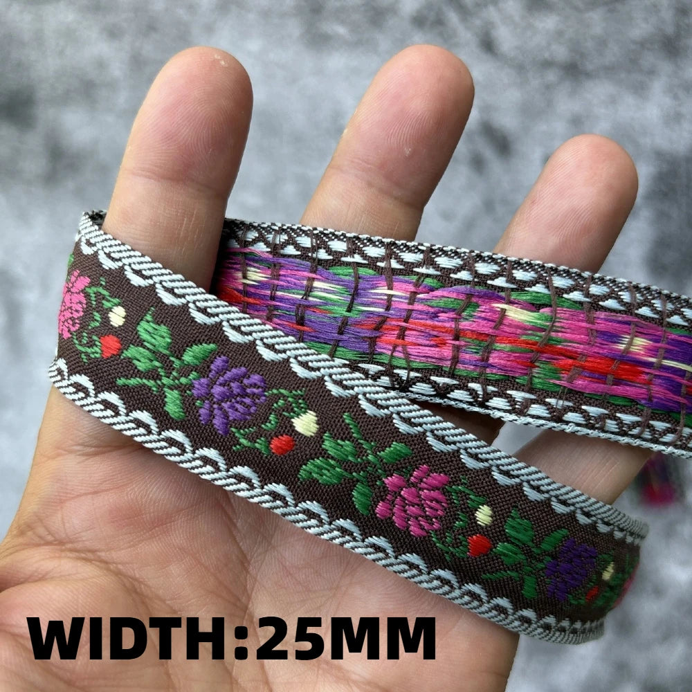 5 Yards 1~3CM Geometric Flower Designs Are Selling Well Embroidered Jacquard Ribbon Decorative Clothing Dog Chain Curtains
