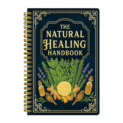 Gilded border plant healing deluxe coil book, herbal usage, daily soothing and practical manual for the body and mind