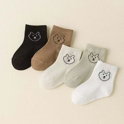 5Pair/lot New Boys and Girls Retro Solid Color Baby Socks  Milk Tea Color Toddler Casual Knitted Children Socks for 1-3Y
