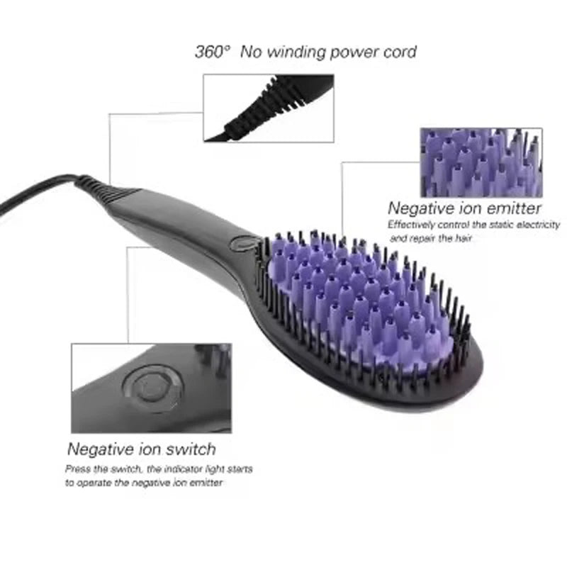 Hot Comb Hair Straightener Brush Ionic Anti Scald Curling Iron Ceramic PTC Fast Heating Straightening Curler Stying Tool