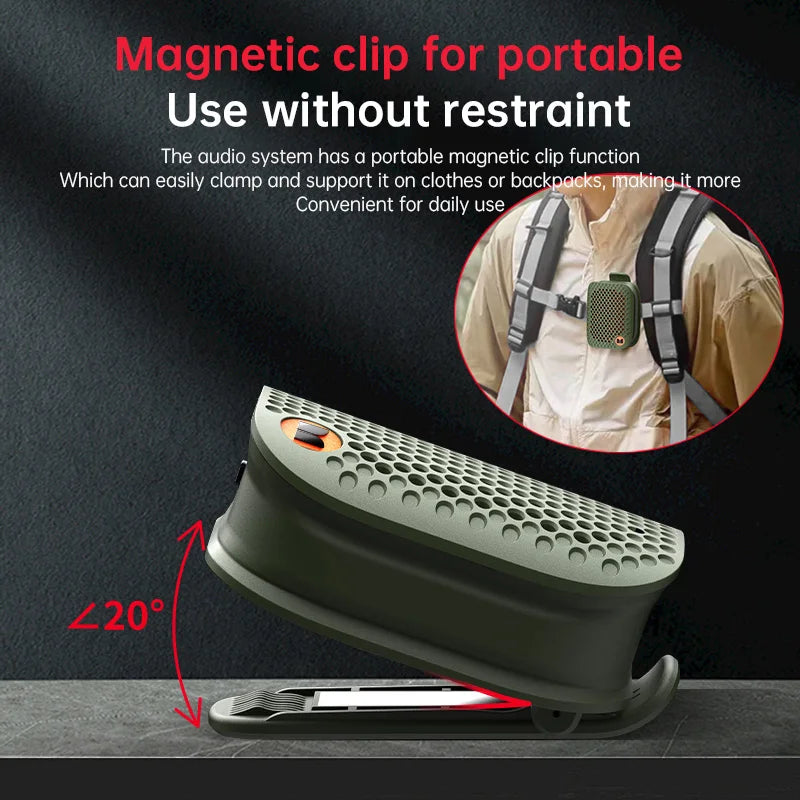Monster M3 Magnetic Clip-On Mini BT V5.4 Portable Outdoor Jobsite Wearable Wireless Bluetooth Speakers with Bass Altavoz Mic