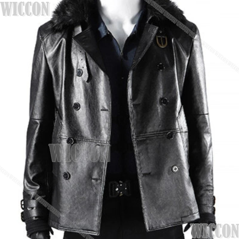 Residenttt Leon Full Set Suit Cosplay Dark Coat Slim-fit T-shirt Pant Belt Gloves Horro Game Man Halloween Comic Con Festival