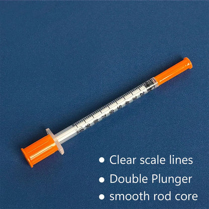 100Pcs 1ml Sterile Insulin Syringe, Individually Wrapped Plastic Syringe for Pet Veterinary Lab Industrial Dispensing