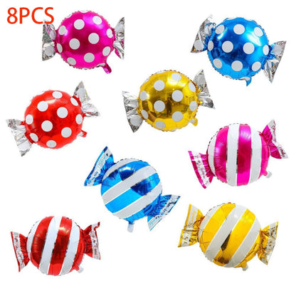 4Pcs Colorful Candy Foil Balloons Children's Birthday Party Decoration Striped Polka Dots Balloon Kids Baby Shower Christmas