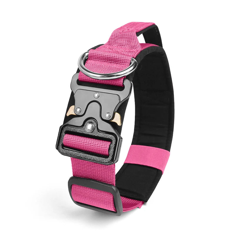 Adjustable Tactical Dog Collar with Metal Buckle Outdoor Walking Training Durable Nylon Collars for Medium Big Dogs Pet Supplies