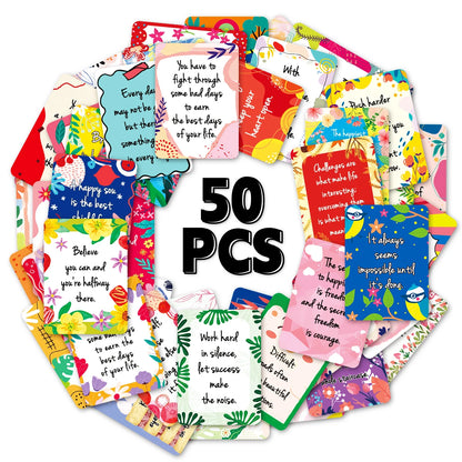 50pcs Uplifting Positive Affirmation Cards, Mini Note Card for Lunch Box, Colorful Motivational Cards with Inspirational Quotes