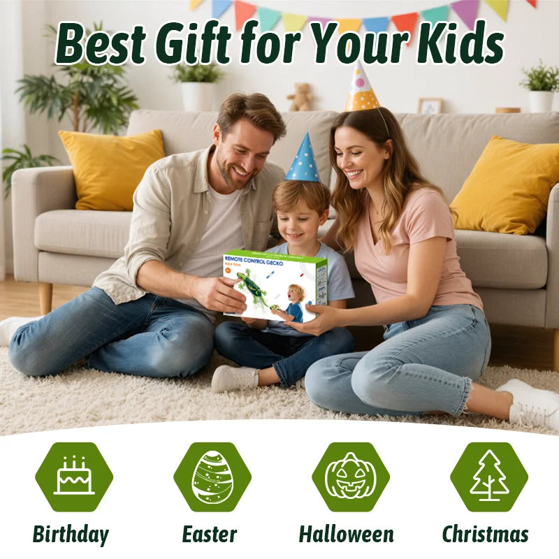 Wall Crawler RC Gecko, Rechargeable Remote Control Robot Toys | RC Animals Toy, Realistic Wall Crawling Halloween Birthday Gifts for Boys Girls,Birthday Halloween Christmas Gift