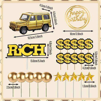 Dollar Cake Topper Car Figurine Money Cake Decorations For Richman Birthday Party Supplies Rich Money Dollar Theme Party Decors