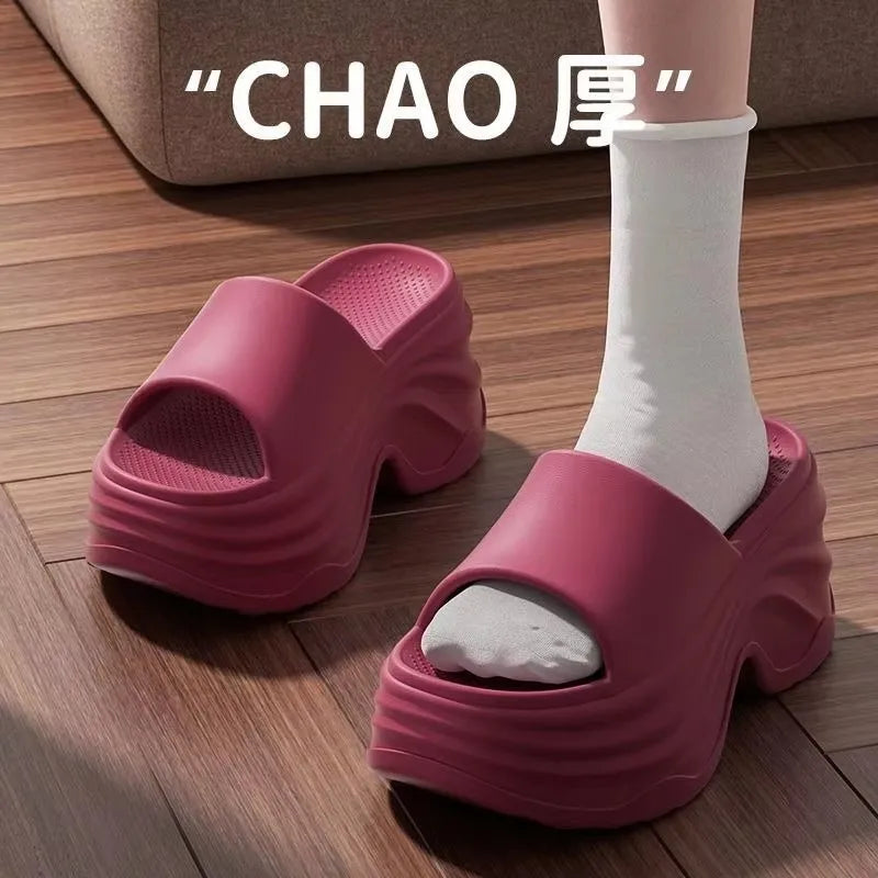 Women's outer wear height-increasing thick-soled EVA anti-slip sandals fashionable women's high-heeled slippers