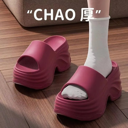 Women's outer wear height-increasing thick-soled EVA anti-slip sandals fashionable women's high-heeled slippers