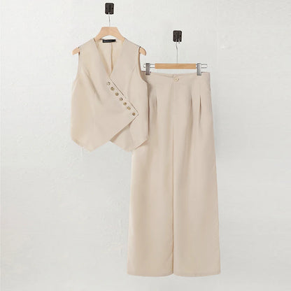 ZANZEA Women Trendy Pant Sets Irregular Buttons Vests and Wide Leg Pant 2-Pieces Suits 2025 Spring Summer Streetwear 2pcs Outfit