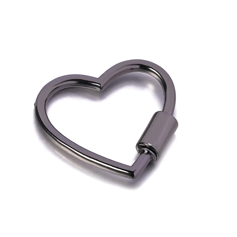 Simple Metal Heart Shaped Opening Keychain Handbag Strap Dog Chain Buckle Bag Lanyards Clip Hook DIY Accessories