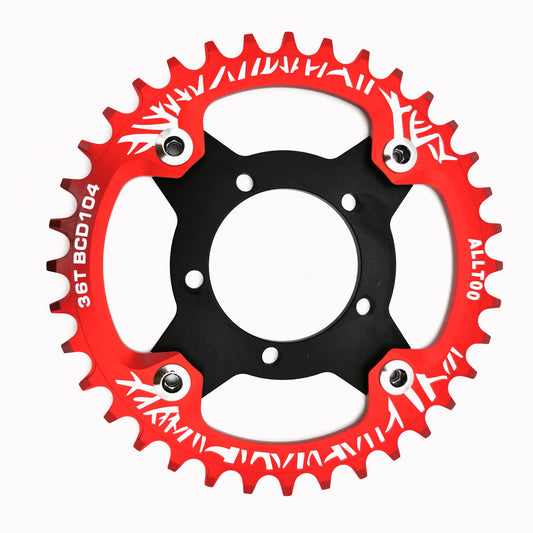 ALLTOO Bike Part Bicycle Crankset Bafang 104BCD Motor Aluminum Alloy Chainring Mid Drive Adapter For Electric E-bike 32T-52T