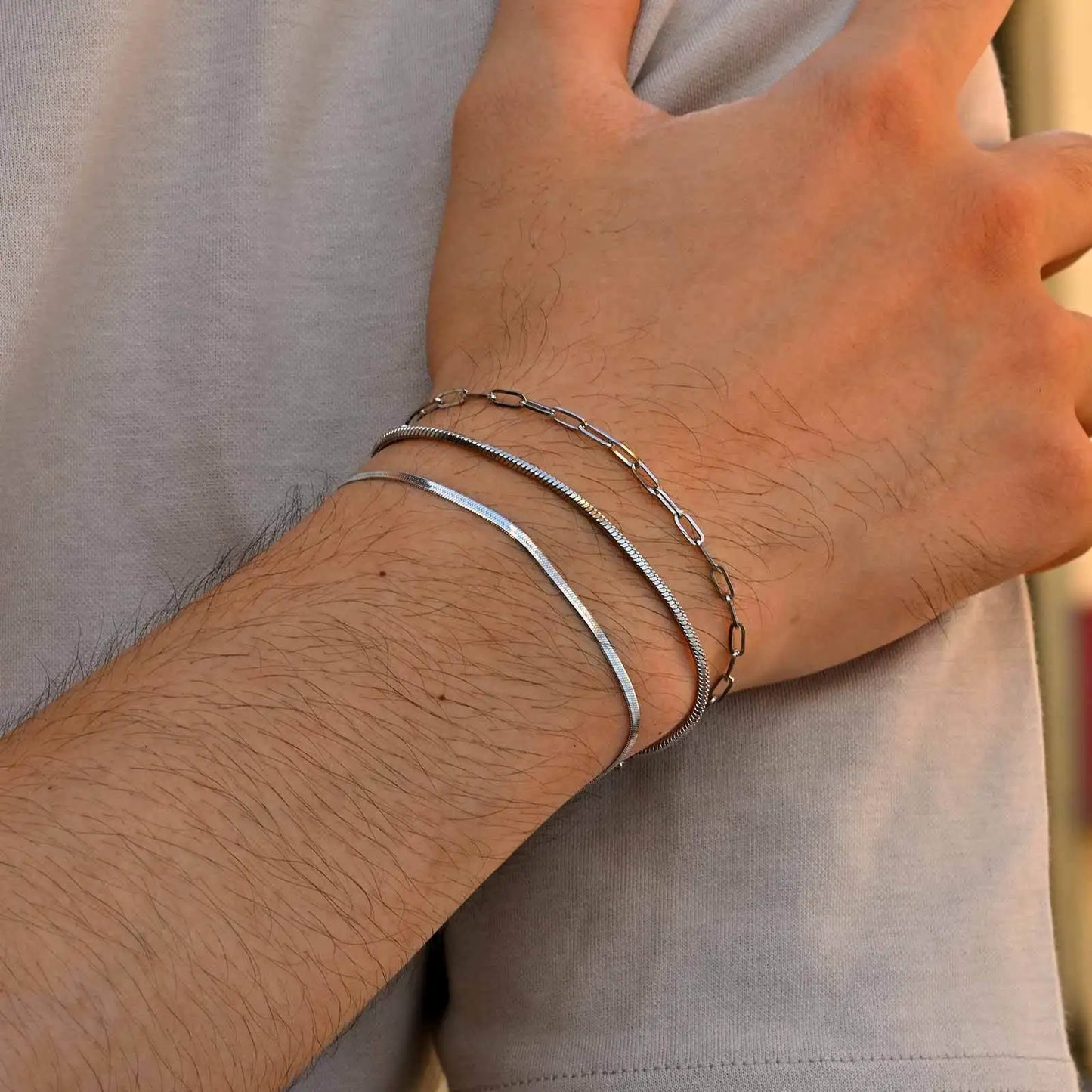 1/2/3pcs Chain Bracelet for, Stainless Steel Twisted Rope Cuban Chain