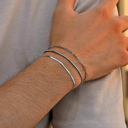 1/2/3pcs Chain Bracelet for, Stainless Steel Twisted Rope Cuban Chain