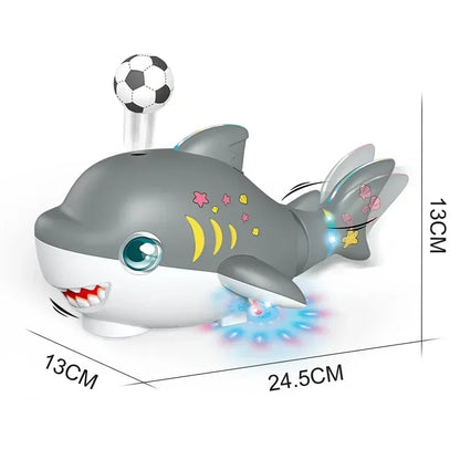 Electric Blowing Ball Shark Model Car Robot Swing Tail Electronic Pet Interactive Entertainment Toys for Kids Baby Children Gift