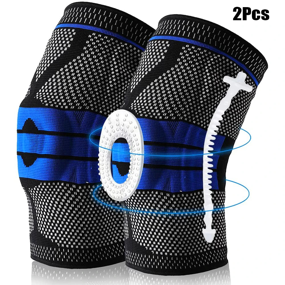 Silicone Padded Knee Pads Supports Brace Basketball Fitness Meniscus Patella Protection Kneepads Sports Safety Knee Sleeves