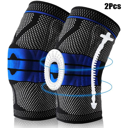 Silicone Padded Knee Pads Supports Brace Basketball Fitness Meniscus Patella Protection Kneepads Sports Safety Knee Sleeves