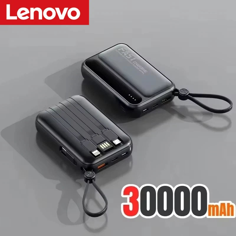 Lenovo 500000mAh Power Bank BuiIt in 4 Lines Super Fast Charging Large Capacity Portable External Battery for All Phones 2026New