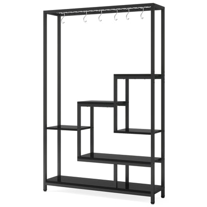 Tribesigns 5 Tiers Tall Indoor Plant Stand 70.9 inches Large Metal Plant Shelf with 10 PC S Hanging Hooks for Garden