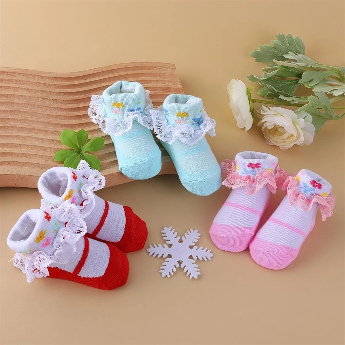 6Pairs/lot Newborn Baby Socks For 0-24Month Girls Lace Infant Girls Sock Princess Bow Toddler Baby Girls Socks