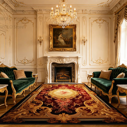 Large Area Baroque Style Carpet for Living Room Fluffy Non-slip Bedroom Decoration Rug Dining Room Office Sofa Area Soft Mats