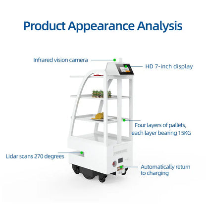Factory Price Restaurant Pizza Food Robot Intelligence Indoor Delivery Robot Driverless Waiter Robot
