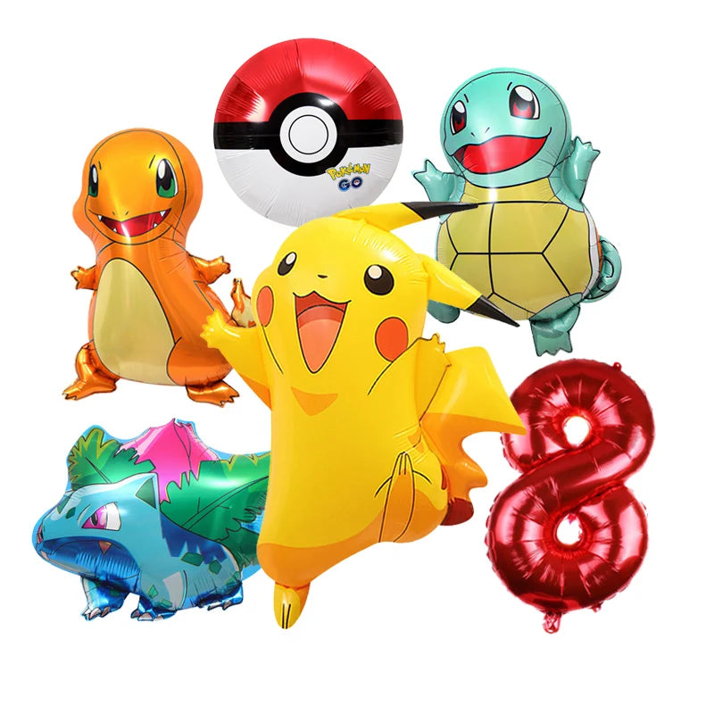 Pikachu Cartoon Balloon Garland Kit Lightning Foil Balloons Kids Birthday Party Supplies