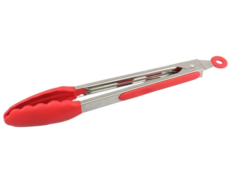 430 Stainless Steel Food Clip Equipped with Heat-resistant Silicone Kitchen Tongs Bbq Barbecue And Steak Frying Tool Holder