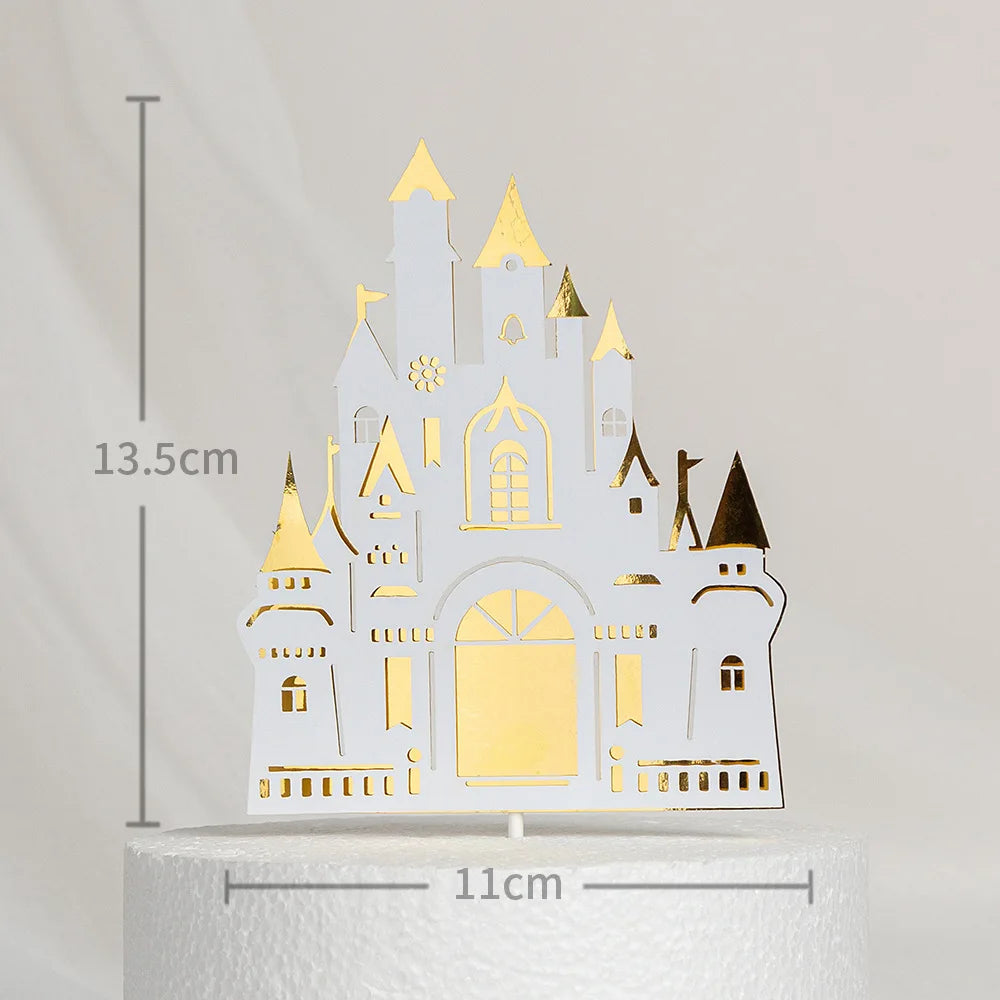 Castle Cake Topper Flag Rainbow Anniversary Cupcake Toppers For Wedding Happy Birthday Party Baking Decoration Happy New Year