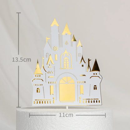 Castle Cake Topper Flag Rainbow Anniversary Cupcake Toppers For Wedding Happy Birthday Party Baking Decoration Happy New Year