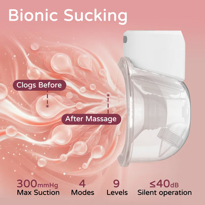 Electric Wearable Breast Pump - 4 Modes 9 Levels, Ultra-Quiet BPA-Free Hands-Free Portable 24mm Flange for  Breastfeeding